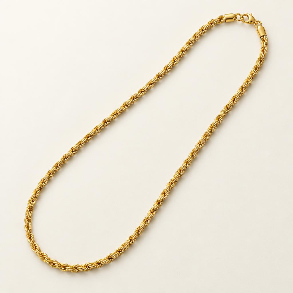 Illustrative yellow gold rope chain